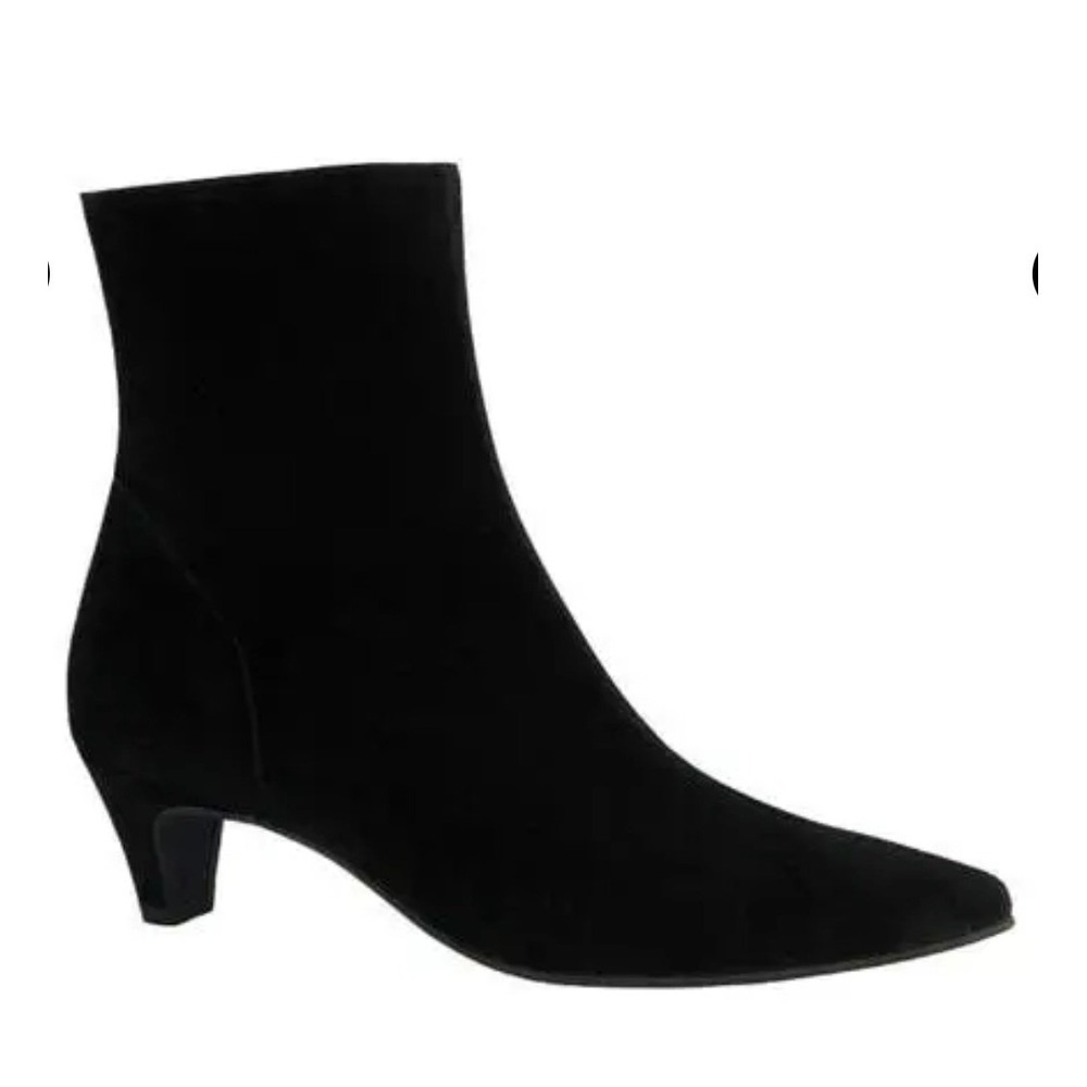 Paul Green Ciara Black Suede Pointed Toe Kitten Heel Bootie Womens 6 UK 3.5 New